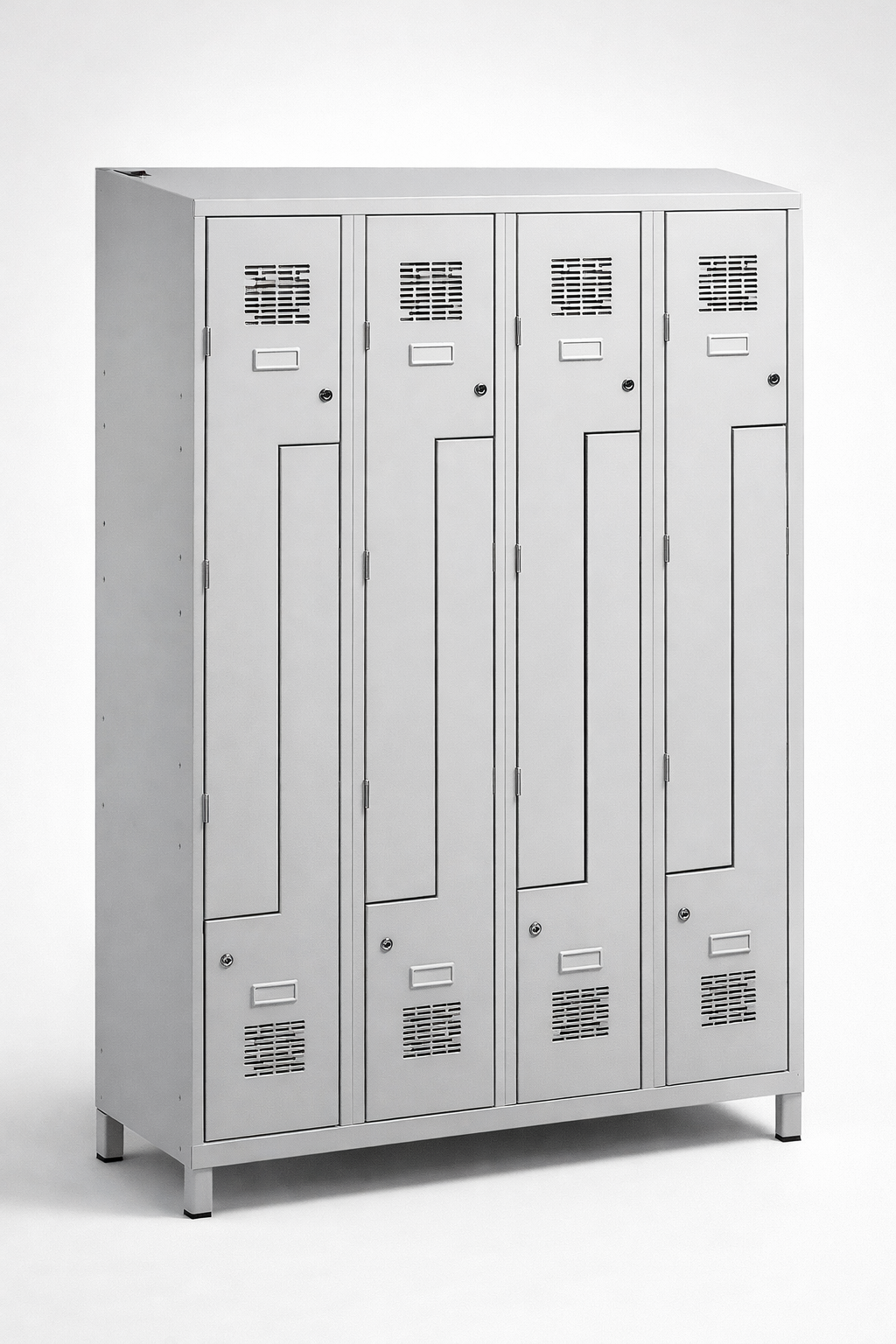 L-shaped staff locker Sul 34 W lx - efficient use of changing-room space while keeping