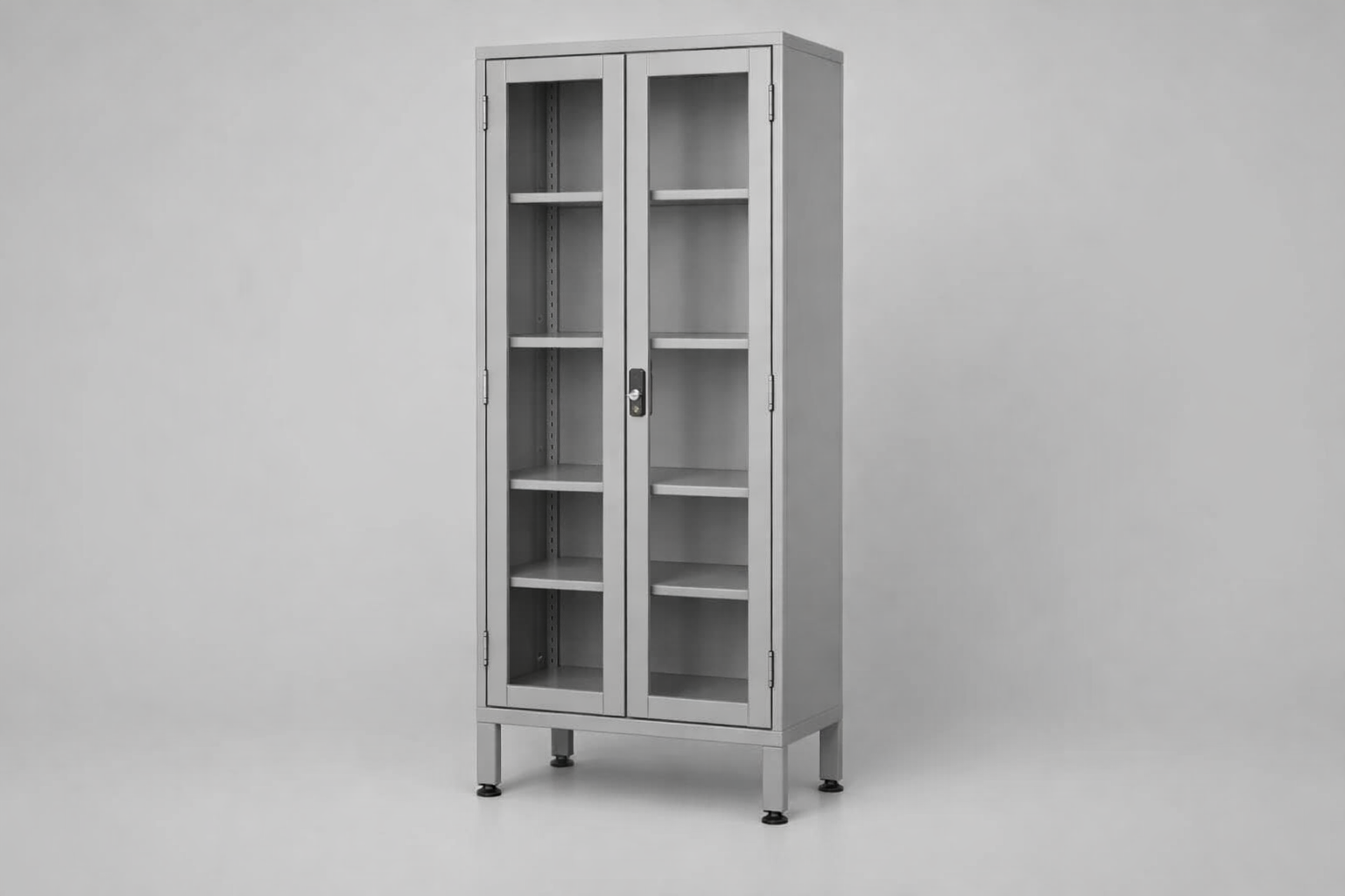 Cabinet with plexiglass doors MSum 321 – with legs - visual control of compartment contents while keeping
