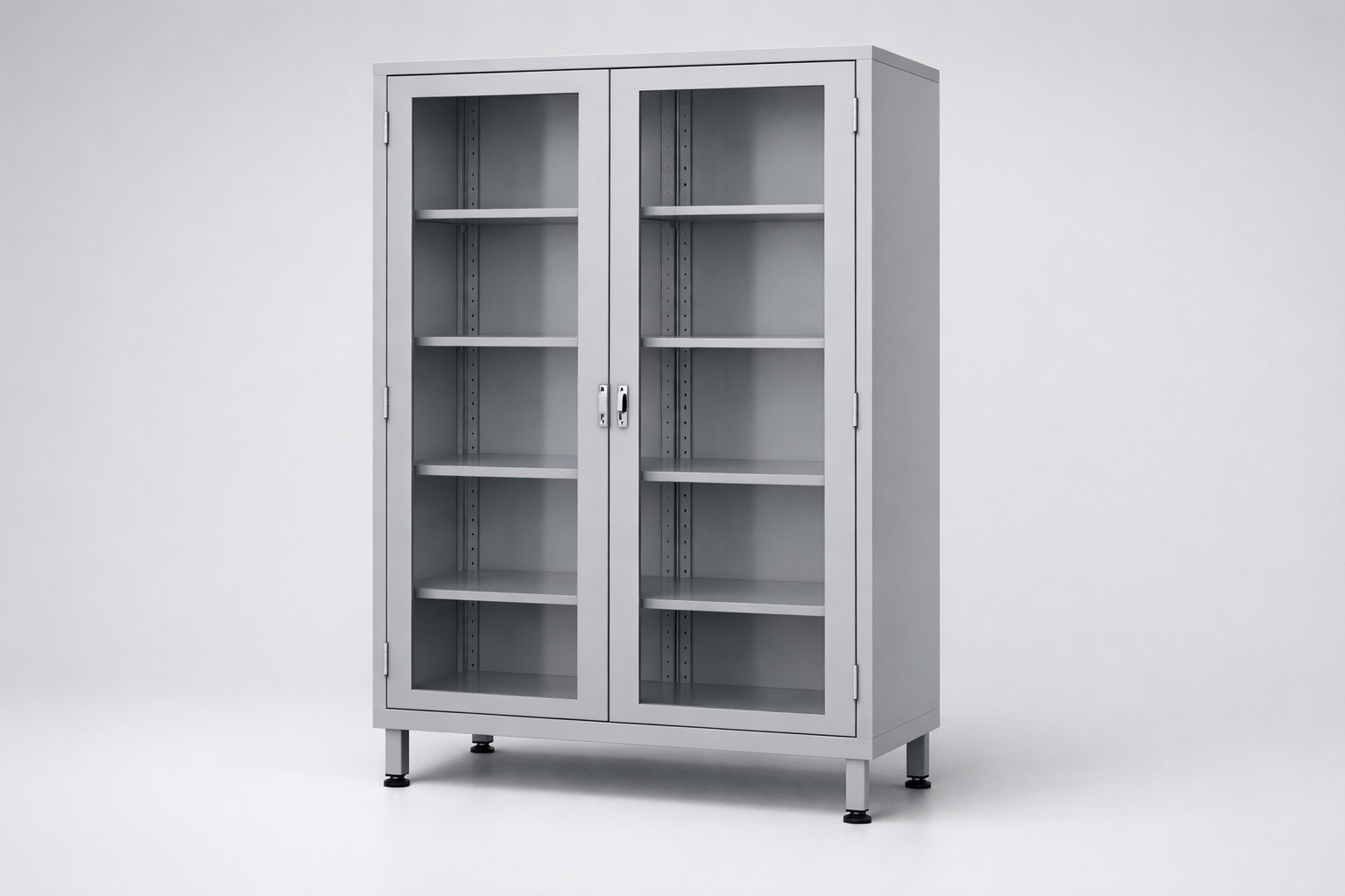 Cabinet with plexiglass doors MSum 341 – with legs - visual control of compartment contents while keeping