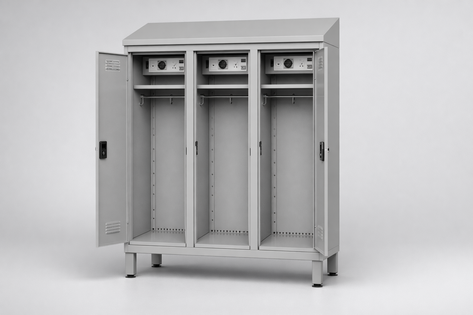MSUV locker MSus 313v – with legs, z daszkiem - combining personal or garment storage with controlled