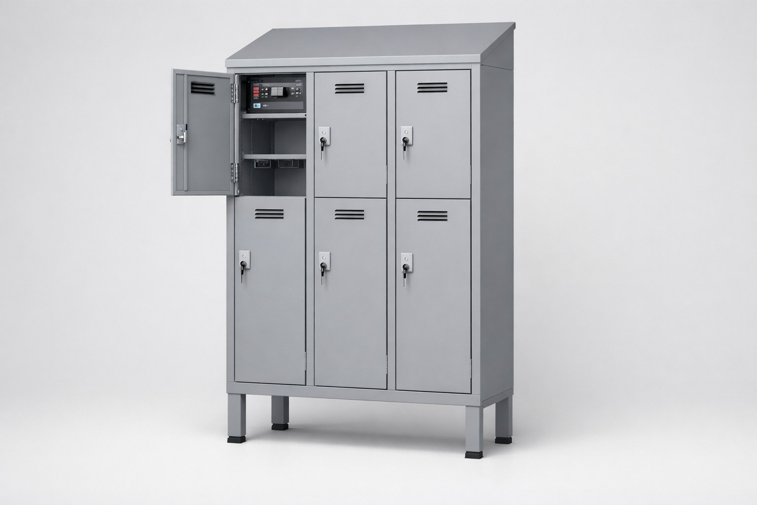 MSUV locker MSus 323v – with legs, z daszkiem - combining personal or garment storage with controlled