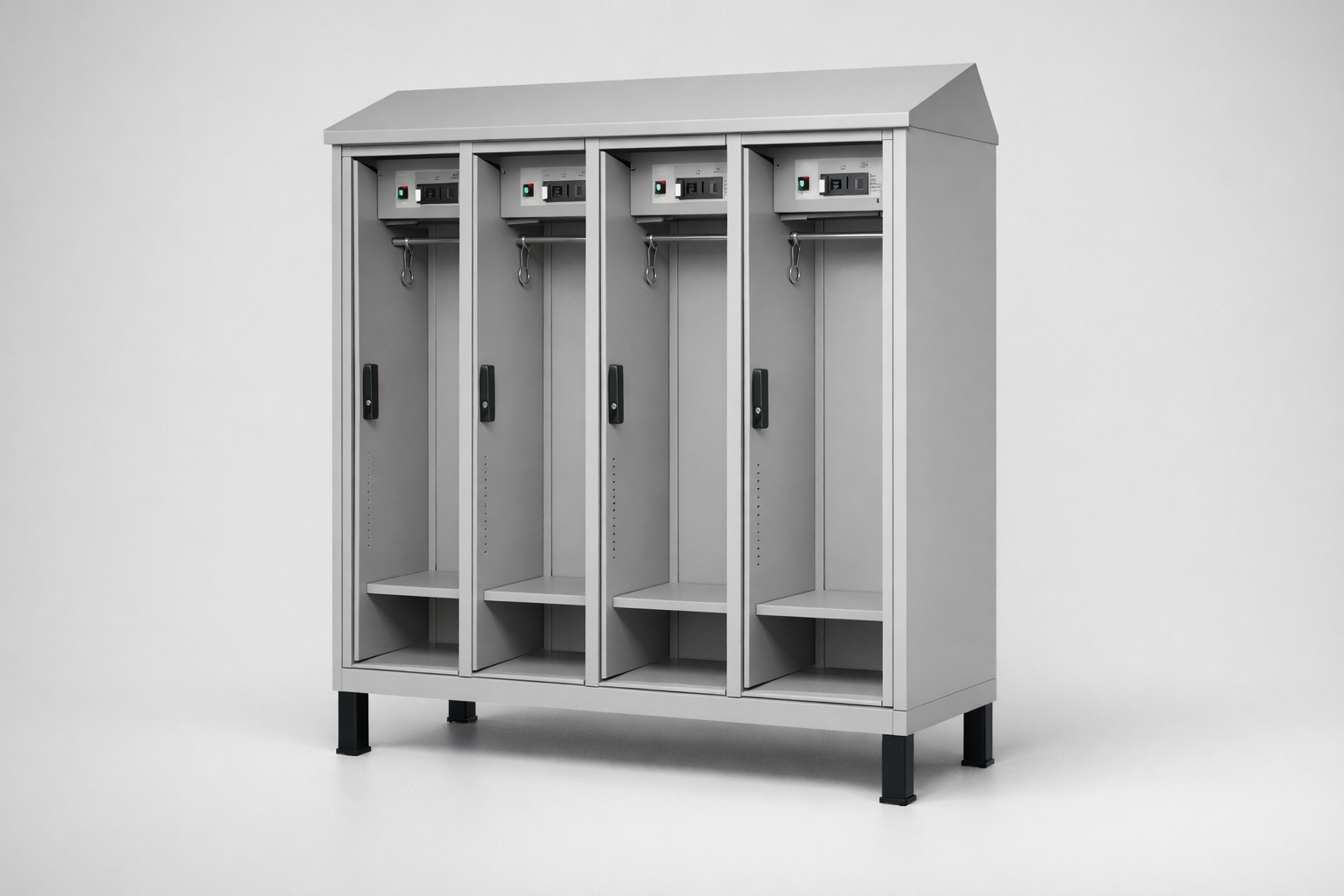 MSUV locker MSus 414v – with legs, z daszkiem - combining personal or garment storage with controlled