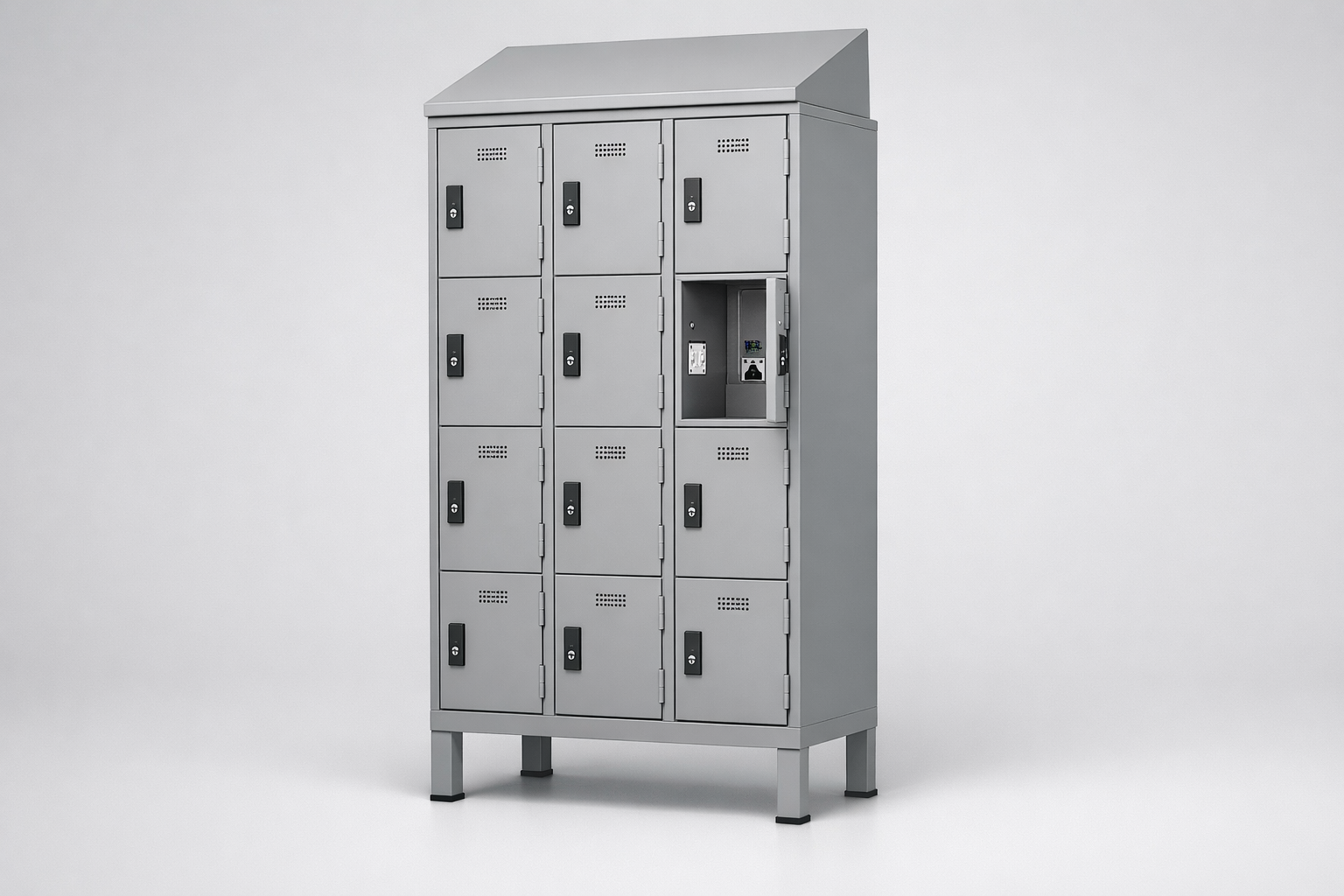 MSUV locker MSus 434v – with legs, z daszkiem - combining personal or garment storage with controlled