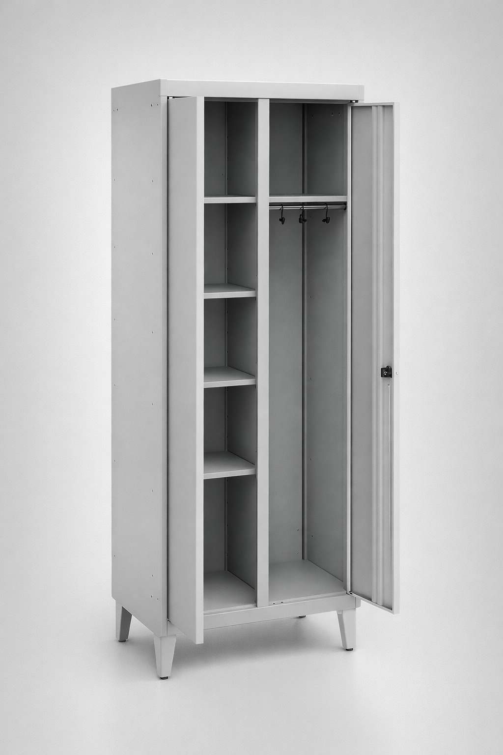 Janitorial cabinet MSU 61 – with legs - orderly storage of cleaning supplies and support