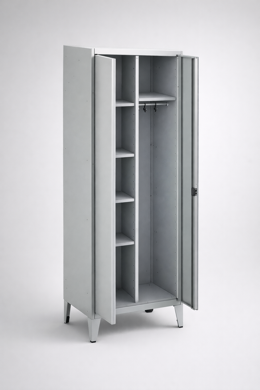 Janitorial cabinet MSU 81 – with legs - orderly storage of cleaning supplies and support