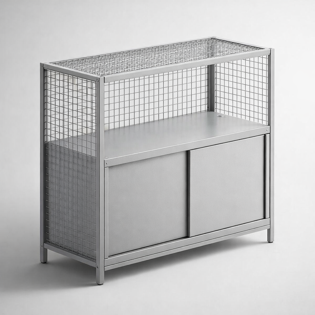 LOV furniture set Lov 2c - blending open presentation with enclosed storage in a